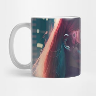 Abstract Cyberpunk Female Cyborg Mug